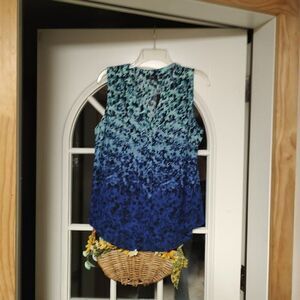New Apt 9 Blue Green Designed Sleeveless Button Down Blouse Women's L